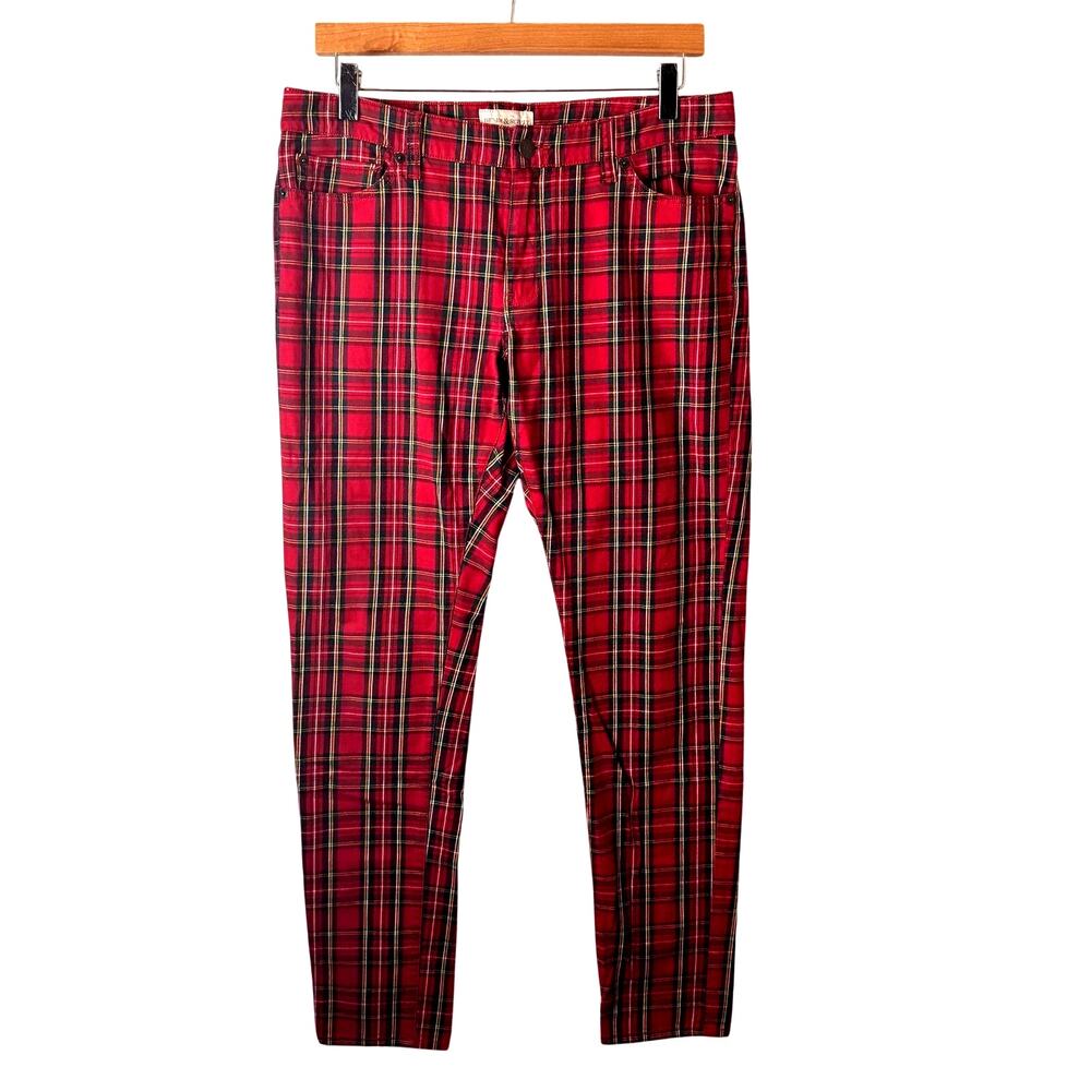 Ralph Lauren Denim Supply Red Plaid Jeans Womens Size 31 Tartan Straight Ankle